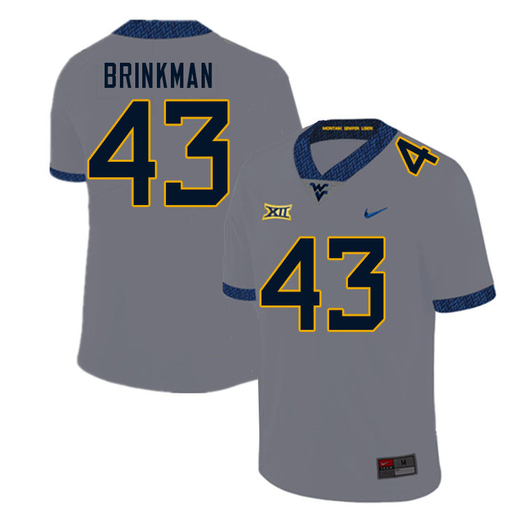 Men #43 Austin Brinkman West Virginia Mountaineers College Football Jerseys Sale-Gray - Click Image to Close